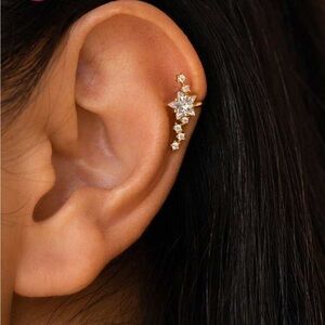 Gold Star CZ Cartilage Cuff Earring N1321